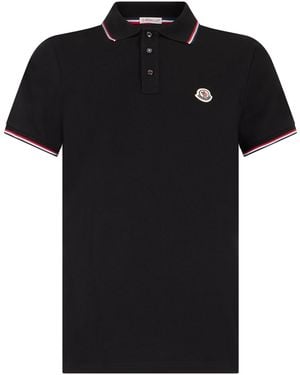Moncler Short Sleeve Polo With Logo - Black