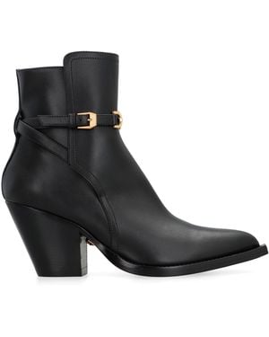 Versace Leather Ankle Boots - Black