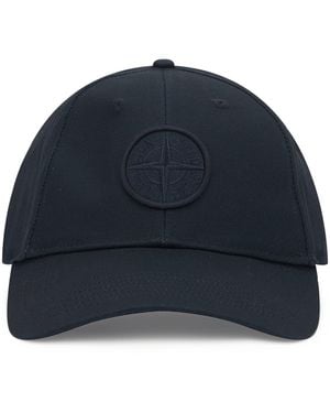 Stone Island Cotton Cap With Logo - Blue