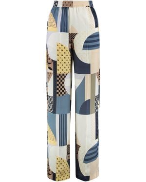 Fendi Printed Silk Pants - Blue