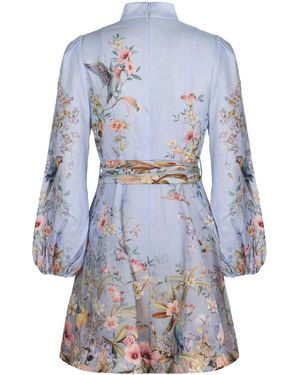 Zimmermann Mini Dress Rebellion Button - Blue