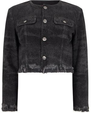 DIESEL Giacca cropped in denim - Nero
