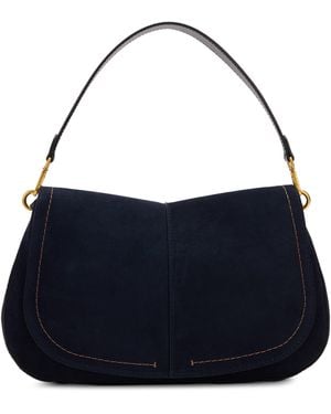 Gianni Chiarini Helena Shoulder Handbag With Slim Handle, Soft Fabric, Wavy Shape - Blue