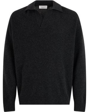 Roberto Collina Maglione con collo a polo - Nero