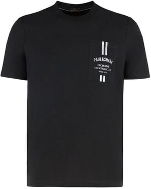 Paul & Shark Cotton T-Shirt With Logo T-Shirts - Black