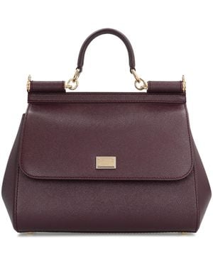 Dolce & Gabbana Sicily Big Leather Handbag - Purple