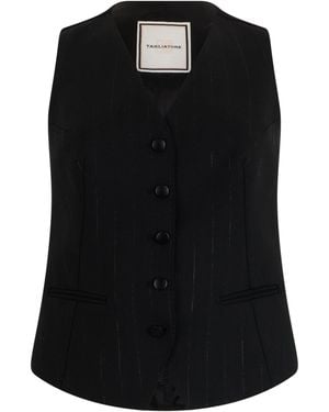 0205 Tagliatore Pinstripe Vest - Black