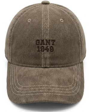GANT Velvet Ribbed Baseball Cap With Embroidery - Brown