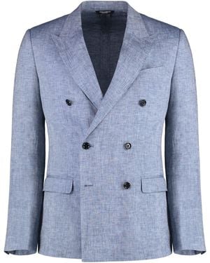 Dolce & Gabbana Dolce & Gabbana Double-Breasted Linen Jacket - Blue