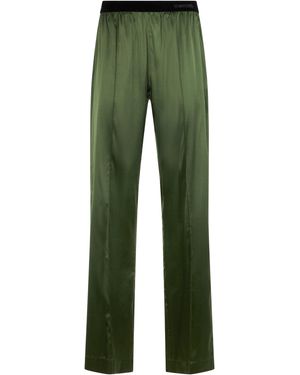 Tom Ford Straight Silk Trousers - Green