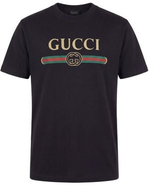 Gucci Cotton And Silk T-Shirt With Logo - Black