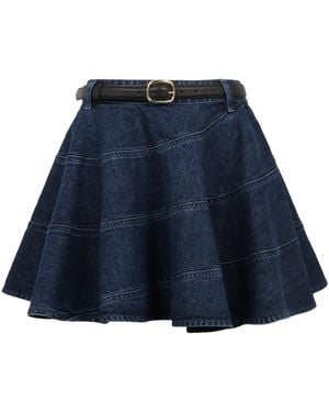 Self-Portrait Flared Mini Skirt - Blue
