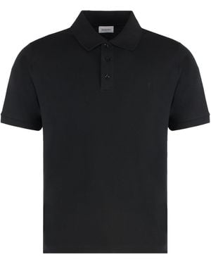 Saint Laurent Polo Pique T-Shirt - Black