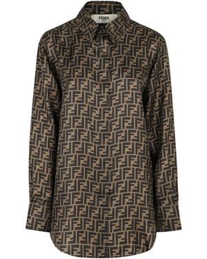 Fendi Ff Silk Shirt - Brown