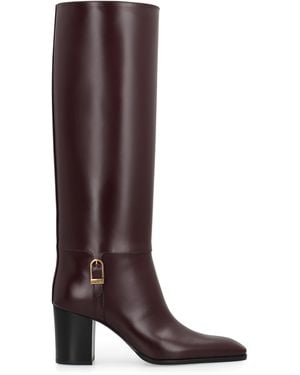 Saint Laurent Leather Smooth Boots Julia - Brown