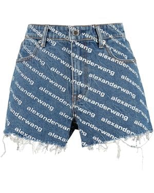 Alexander Wang Shorts Denim With Print - Blue