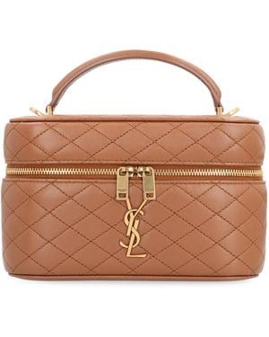Saint Laurent Borsa Vanity Gaby in pelle - Marrone