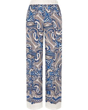 P.A.R.O.S.H. Silk Trousers With Print - Blue
