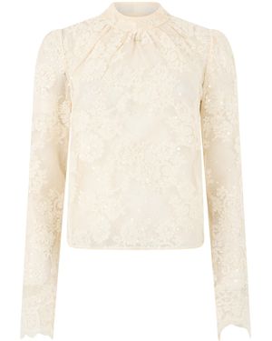 Self-Portrait Blusa in pizzo a collo alto - Bianco