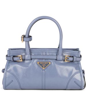 Prada Borsa a mano Bonnie mini in pelle - Blu