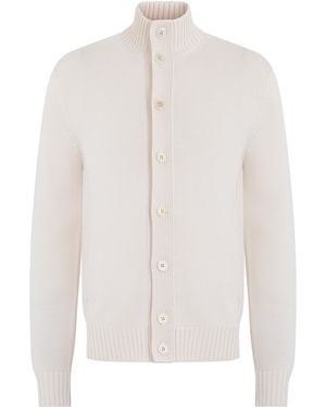 Slowear Wool Cardigan With High Collar - White
