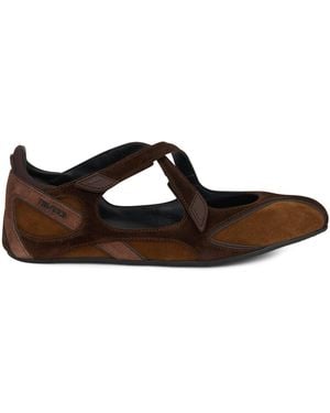 The Attico Ballet Flat With Hook Closure - Brown