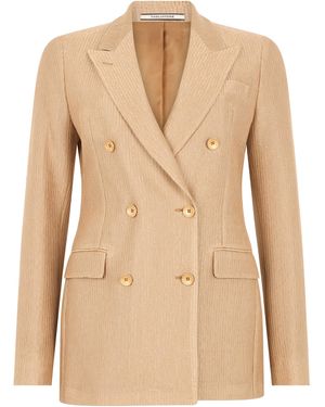 0205 Tagliatore Cotton Blazer With Double-Breasted - Natural