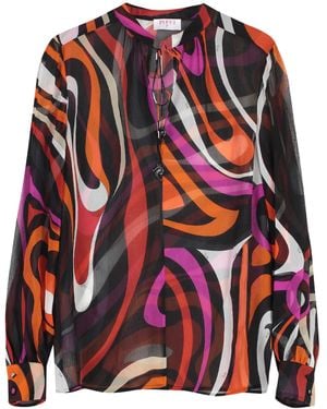 Emilio Pucci Blousa in seta stampata - Rosso