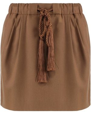 Max Mara Tabarin Wool Blend Mini Skirt - Brown