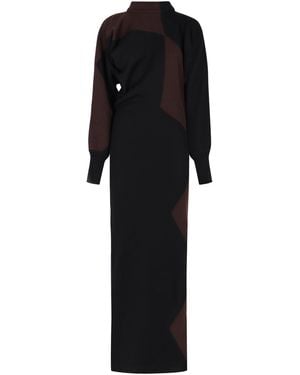 Philosophy Di Lorenzo Serafini Elegant Long Knit Dress With Back Cut-Out - Black