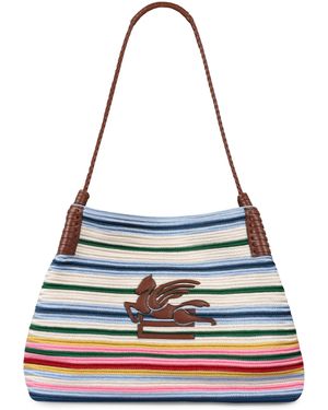 Etro Libra Woven Straw Tote - Blue