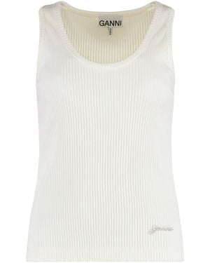 Ganni Tank top in cotone - Bianco