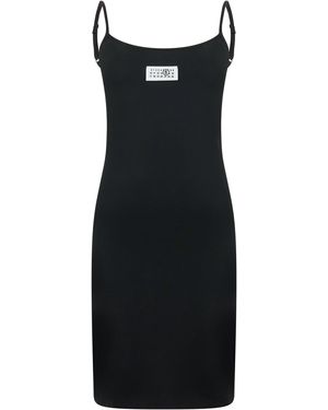 MM6 by Maison Margiela Dress To The Knee With Central Logo - Black