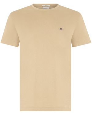 GANT Slim Fit Cotton T-Shirt - Natural