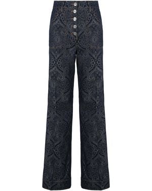 Etro Flared Jeans Denim Jacquard Cotton - Blue