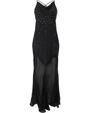 Rabanne Long Dress With Rhinestones - Black