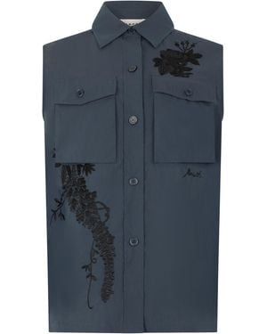 P.A.R.O.S.H. Sleeveless Shirt With Embroidery - Blue