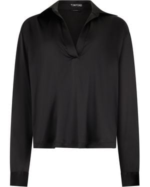 Tom Ford Silk Stretch Blouse - Black