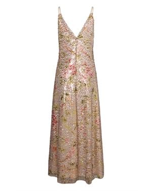 Alberta Ferretti Dress With Sequins - Natural