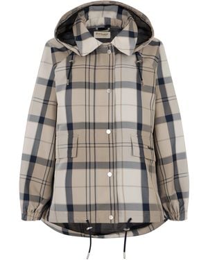 Barbour Ballina Raincoat With Check Pattern - Grey