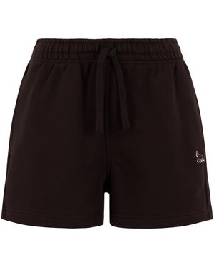 Maison Kitsuné Short Cotton Trousers - Black
