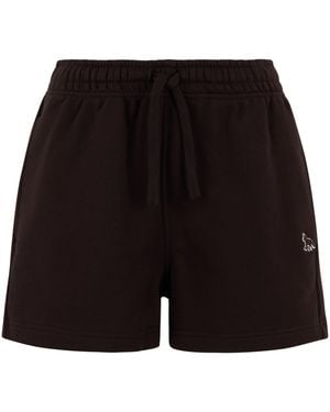 Maison Kitsuné Short Cotton Trousers - Black