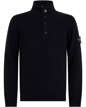 Stone Island High-Neck Jumper Made Of Wool - Blue