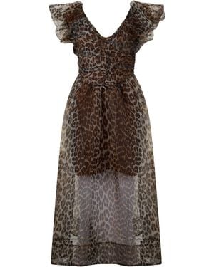 Ganni Midi Dress - Brown