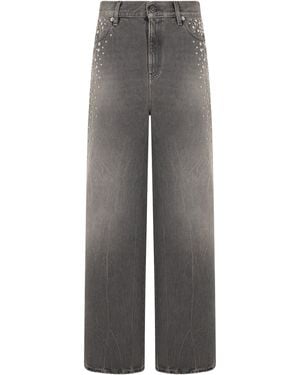 Golden Goose Wide Leg Jeans With Studs - Grey