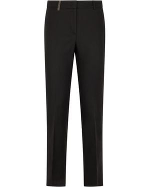 Peserico Straight Leg Cotton Blend Trousers With Elastane - Black