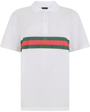 Gucci Polo a maniche corte con web band - Bianco