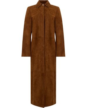 Salvatore Santoro Long Suede Coat - Brown