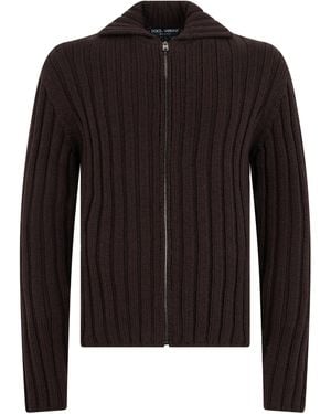 Dolce & Gabbana Cardigan With Zip - Black