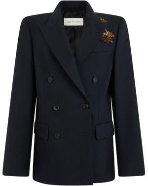 Dries Van Noten Double-Breasted Coat - Blue